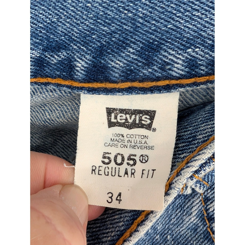 Vintage Levis 505 Jean Shorts Jorts Mens 34 (31" Waist) Blue Denim 90s Y2K - Picture 3 of 10